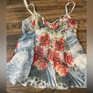 y2k patterned babydoll tank